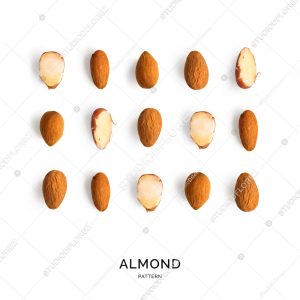 Seamless pattern with almond. Abstract background. Almond on the white background.