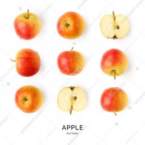 Seamless pattern with apples. Abstract background. Apples on the white background.