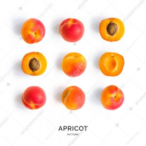 Seamless pattern with apricot. Tropical abstract background. Apricot on the white background.