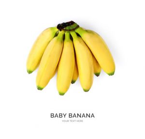 Creative layout made of banana on the white background. Flat lay. Food concept.