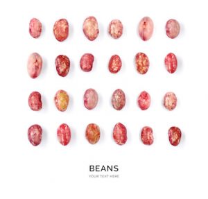 Seamless pattern with beans. Abstract background. Beans on the white background.