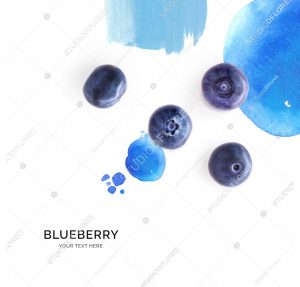 Creative layout made of blueberry on the watercolor background. Flat lay. Food concept.