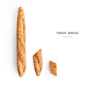Creative layout made of bread. Flat lay. Food concept.