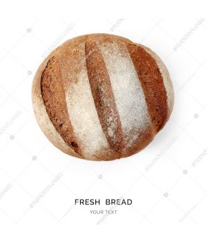 Creative layout made of bread. Flat lay. Food concept. Macro  concept. Bread on white background.