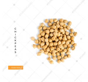 Creative layout made of chickpeas on white background.Flat lay. Food concept.