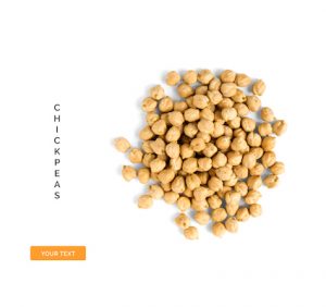 Creative layout made of chickpeas on white background.Flat lay. Food concept.