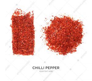 Creative layout made of chilli pepper on the white background. Flat lay. Food concept. Macro  concept.