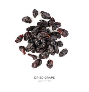 Creative layout made of raisin on white background.Flat lay. Food concept.