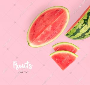 Creative layout made of watermelon. Flat lay. Food concept. Watermelon on pink background.