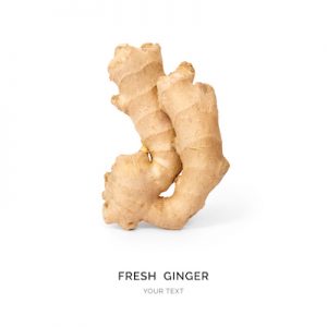Creative layout made of ginger on white background. Flat lay. Food concept.