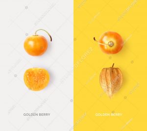 Creative layout made of golden berry. Flat lay. Food concept.