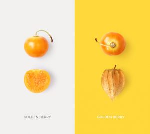 Creative layout made of golden berry. Flat lay. Food concept.