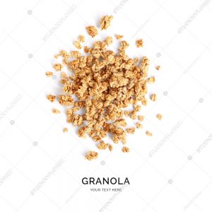 Creative layout made of granola isolated on white background.Flat lay. Food concept.