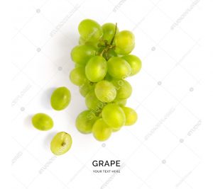Creative layout made of green grape.  Flat lay. Food concept.