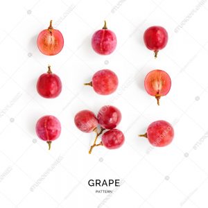 Seamless pattern with red grape. Tropical abstract background. Grape on the white background.