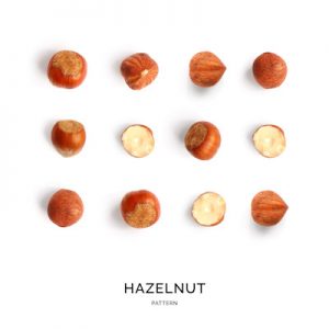 Abstract background. Hazelnut on the white background.