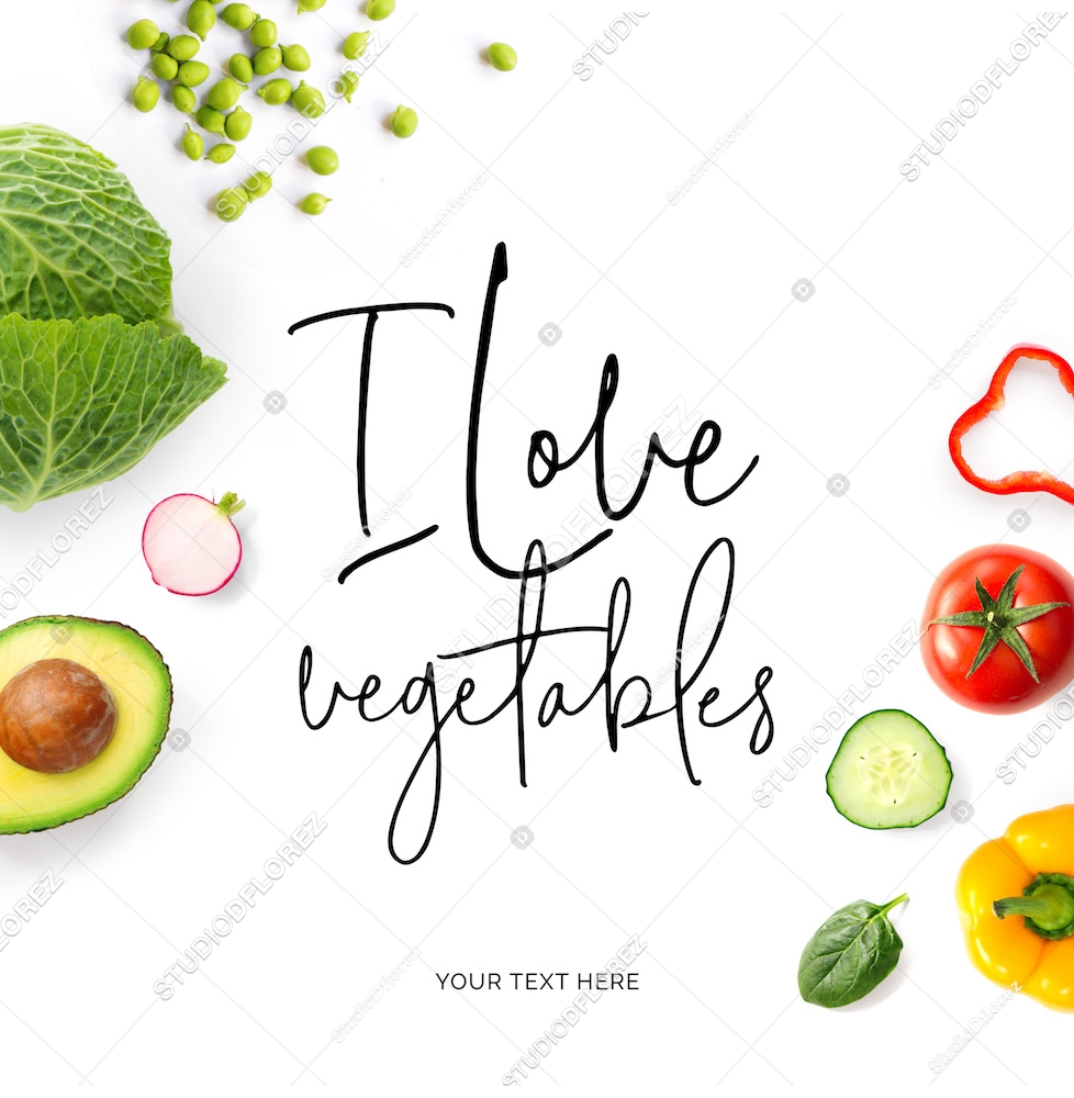 i_love_vegetables_tomato_avocado_cabbage_pepers_cucumber_green_peas_white_radish