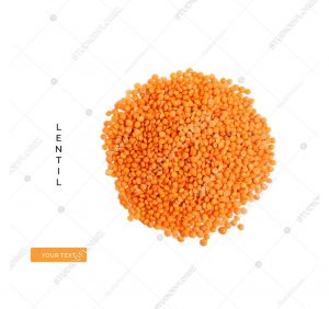 Creative layout made of lentils isolated on white background. Flat lay. Food concept.