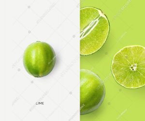 Creative layout made of lime. Flat lay. Food concept. Macro concept.