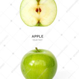Creative layout made of apple on the white background. Flat lay. Food concept. Macro  concept.
