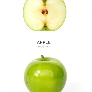 Creative layout made of apple on the white background. Flat lay. Food concept. Macro  concept.