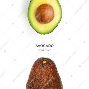Creative layout made of avocado on the white background. Flat lay. Food concept. Macro  concept.
