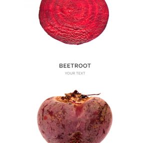 Creative layout made of beetroot on the white background. Flat lay. Food concept. Macro  concept.