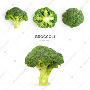 Creative layout made of broccoli on the white background. Flat lay. Food concept. Macro  concept.