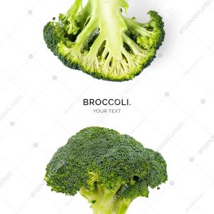 Creative layout made of broccoli on the white background. Flat lay. Food concept. Macro  concept.