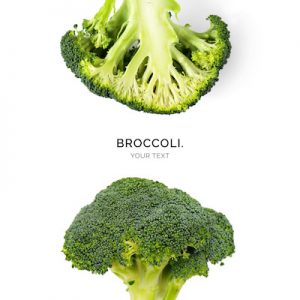 Creative layout made of broccoli on the white background. Flat lay. Food concept. Macro  concept.