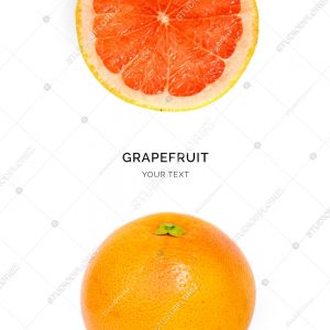 Creative layout made of grapefruit on the white background. Flat lay. Food concept. Macro  concept.