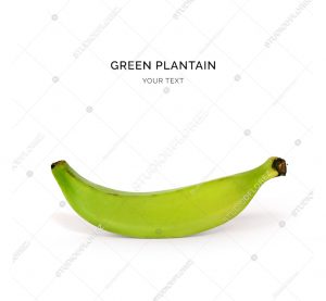 Creative layout made of green plantain on the white background. Food concept. Macro  concept.
