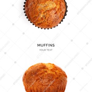 Muffin on white background. Food concept.