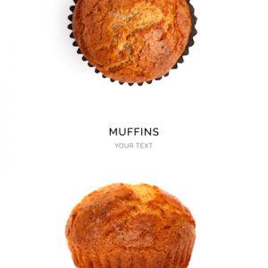 Muffin on white background. Food concept.