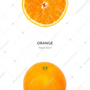 Creative layout made of orange on the white background. Flat lay. Food concept. Macro  concept.