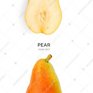 Creative layout made of pear on the white background. Food concept. Macro concept.
