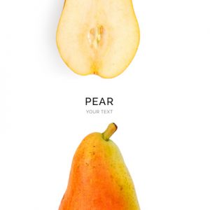 Creative layout made of pear on the white background. Food concept. Macro concept.