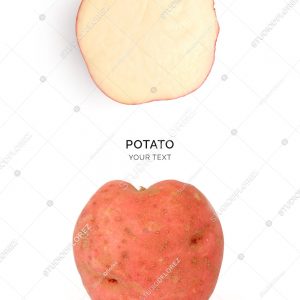 Creative layout made of potatoes. Flat lay. Food concept. Potato isolated on the white background.