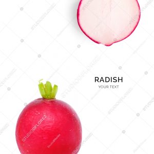 Creative layout made of radish on the white background. Flat lay. Food concept.