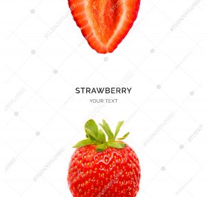 Creative layout made of strawberry on the white background. Flat lay. Food concept. Macro  concept.