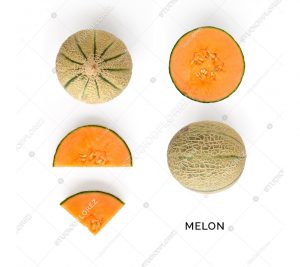 Creative layout made of melon. Flat lay. Food concept. Melon on white background.