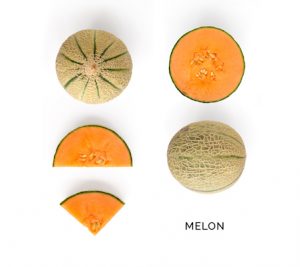 Creative layout made of melon. Flat lay. Food concept. Melon on white background.