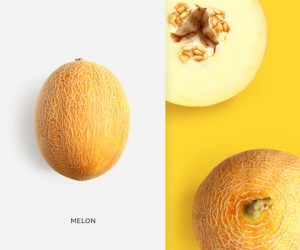 Creative layout made of melon. Flat lay. Food concept. Macro  concept.