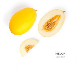 Creative layout made of melon. Flat lay. Food concept. Melon on the white background.