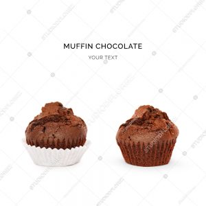 Chocolate chip muffin on white background. Food concept.