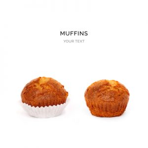Muffin on white background. Food concept.