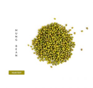 Creative layout made of mung isolated on white background.Flat lay. Food concept.