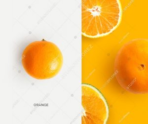 Creative layout made of orange. Flat lay. Food concept. Macro concept.