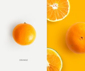 Creative layout made of orange. Flat lay. Food concept. Macro concept.