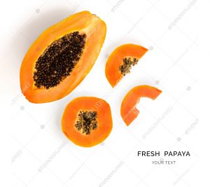 Creative layout made of papaya fruit.  Flat lay. Food concept.